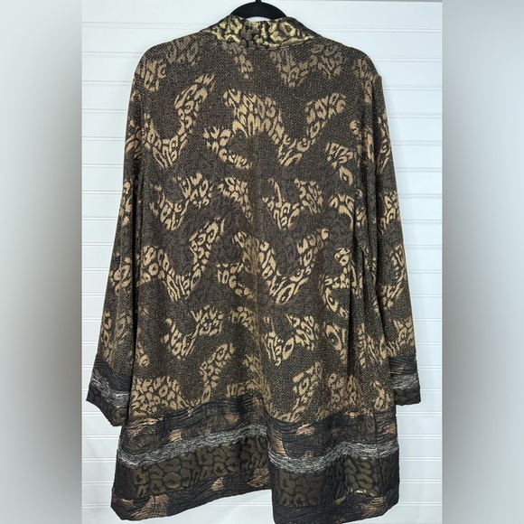 Chico’s women’s animal print shine patchwork duster open evening jacket. Size 3X - Picture 3 of 9